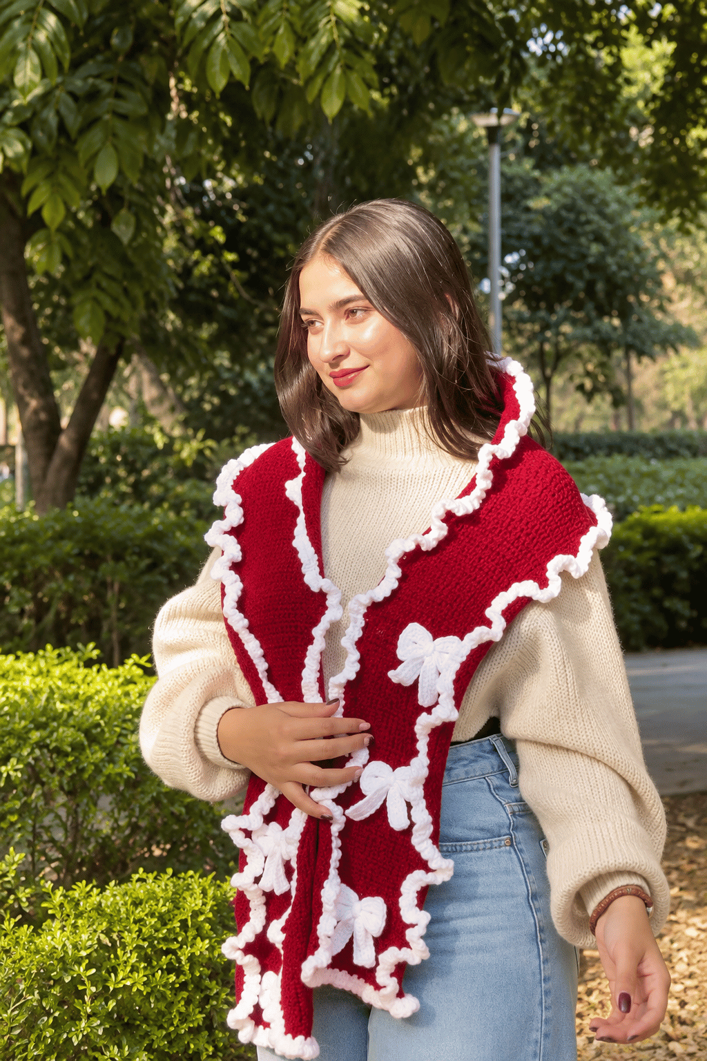 Bow Belle Crochet Scarf