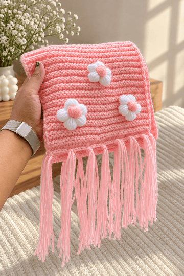 Blush Daisy Crochet Scarf