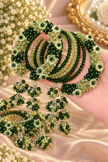 Green Majesty Beaded Bracelet - Pair