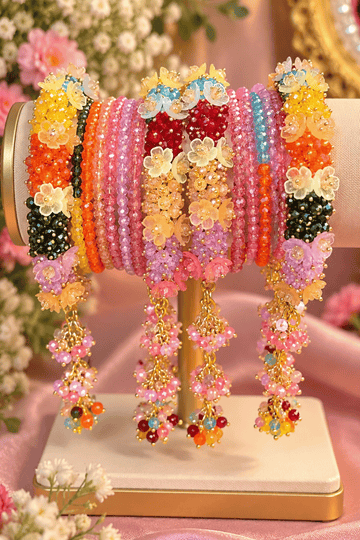 Rang-e-Bahar Floral Beaded Bracelet - Pair