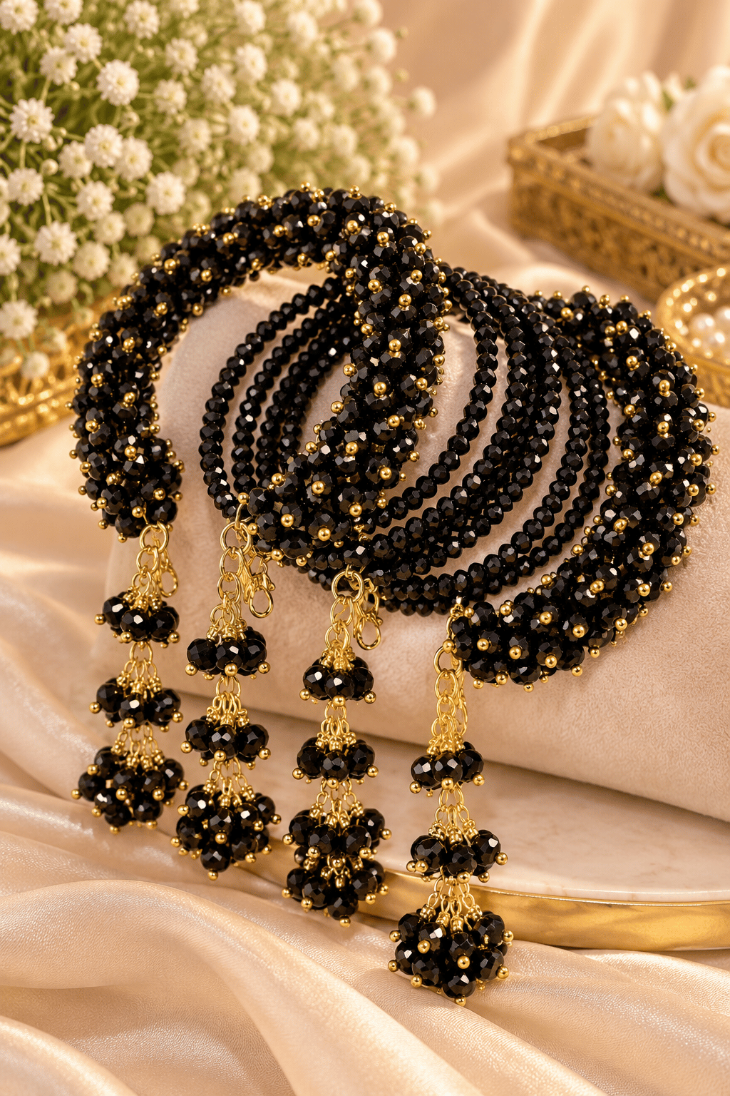 Black Royale Beaded Bracelet - Pair