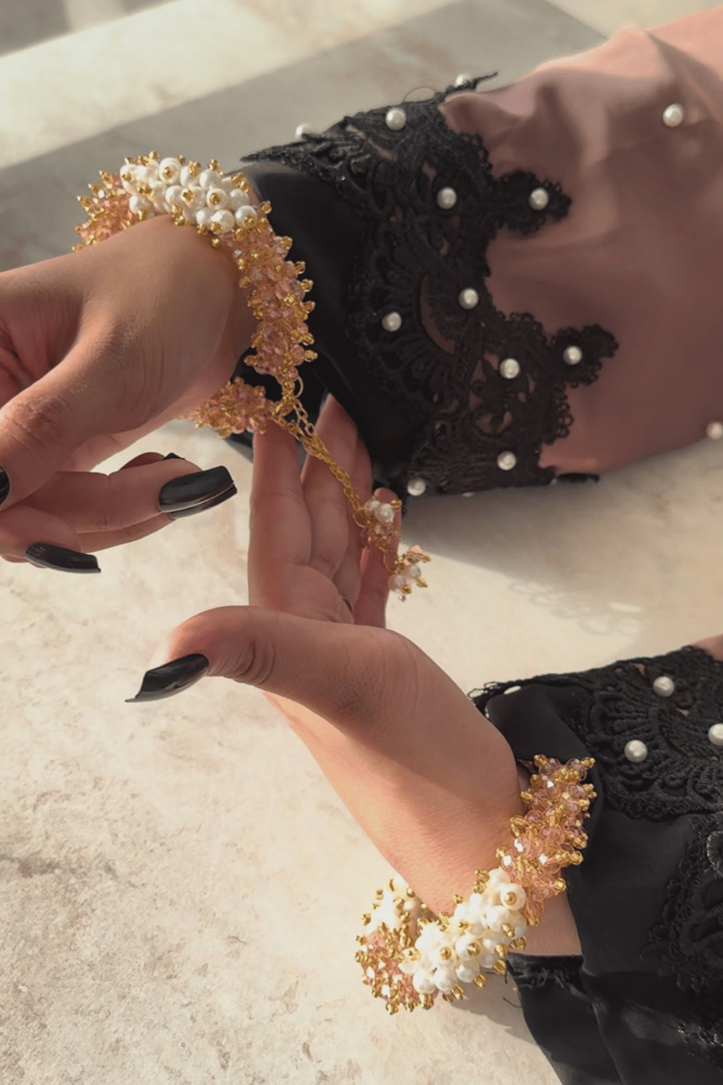 Noor-e-Moti Pearl Beaded Bracelet - Pair