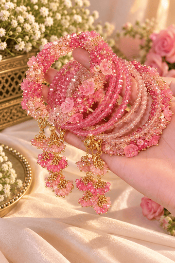 Gulabi Pari Floral Beaded Bracelet - Pair