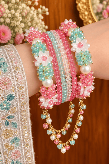 Noor-e-Gul Floral Beaded Bracelet - pairs