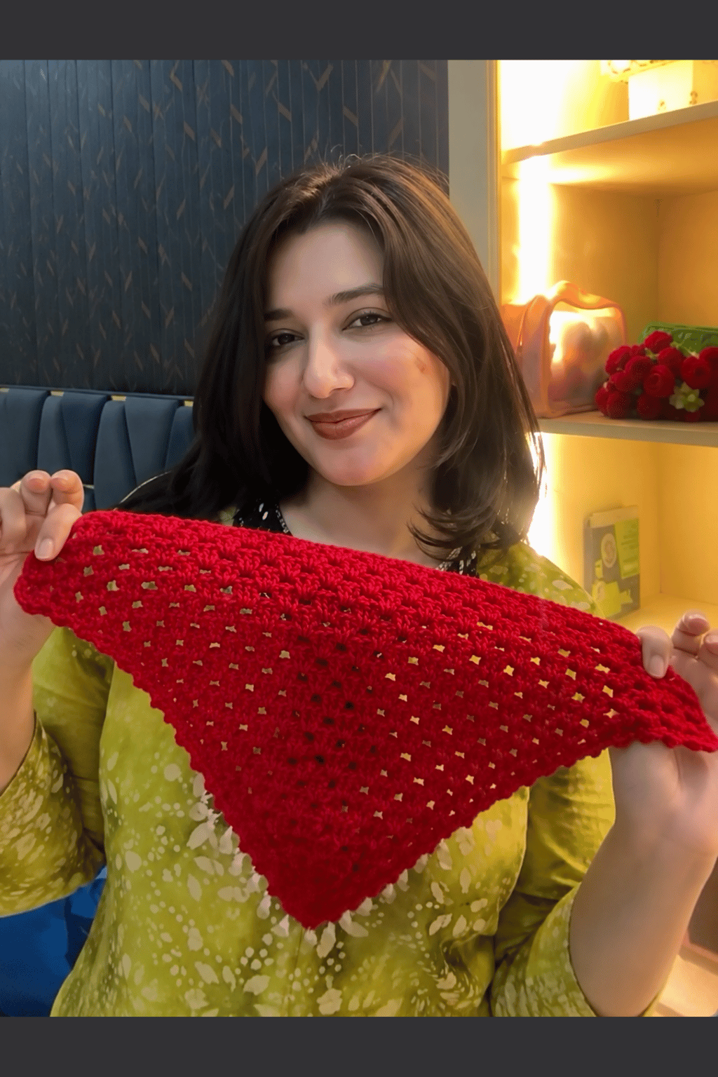 Red Handmade Crochet Bandana