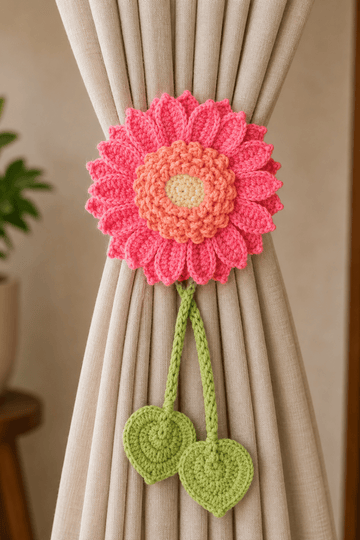 Pink Sunflower Curtain Tie