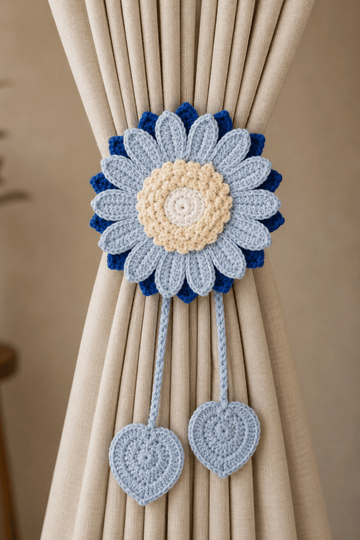 Blue Sunflower Curtain Tie