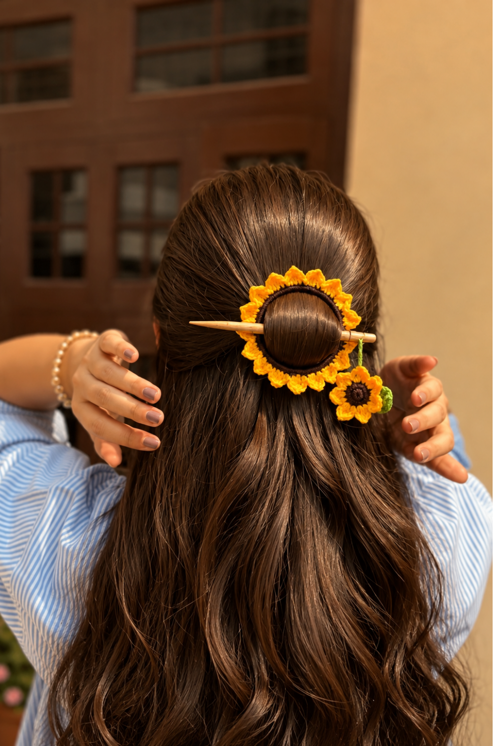 Pack of 3 – Handmade Floral Hair Bun Accessories